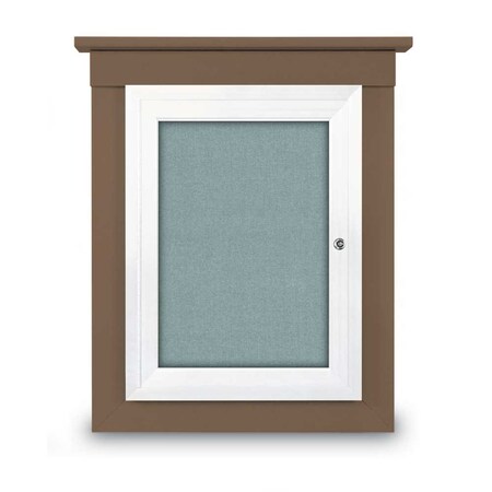 United Visual Products 72"x48" 3-Door Enclosed Letterboard, Header, Grey Felt/Cherry UV2628HD-CHERRY-GREY
